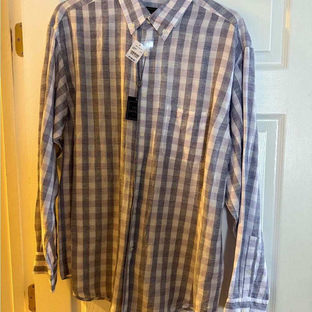 Jos. A. Bank Gray and White Checkered Shirt